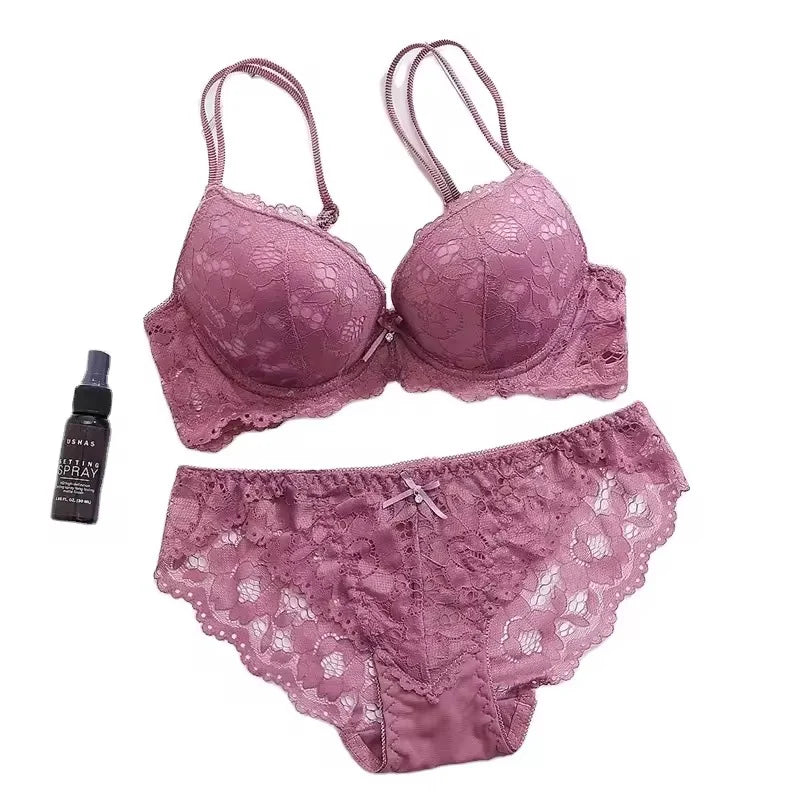 Elegant Lace Bra & Panty Set – Push Up & Double Padded Comfort