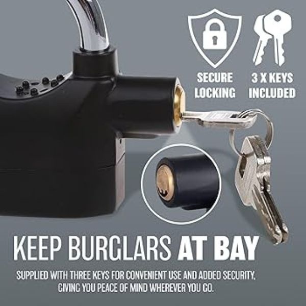 Alarm Security Padlock – Heavy-Duty Anti-Theft Door Lock (Black)