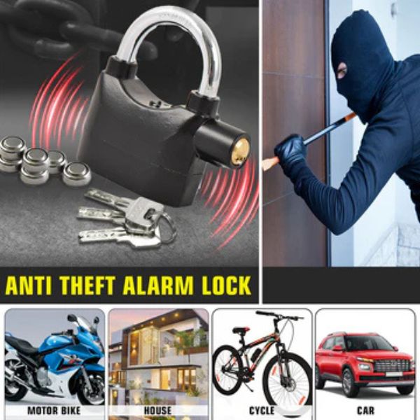Alarm Security Padlock – Heavy-Duty Anti-Theft Door Lock (Black)
