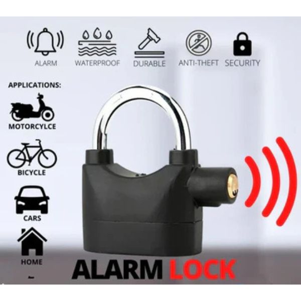 Alarm Security Padlock – Heavy-Duty Anti-Theft Door Lock (Black)