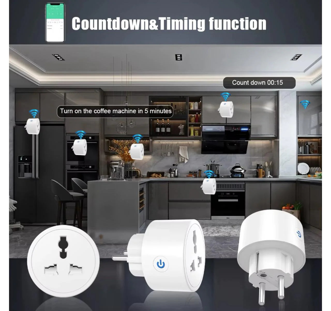 Smart WiFi Power Socket Plug 16A – Remote Control, Energy Monitoring