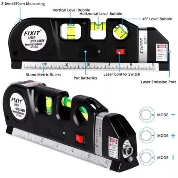 Professional 5-in-1 Laser Level with Measuring Tape, Ruler & Triple Spirit Level – Free Home Delivery